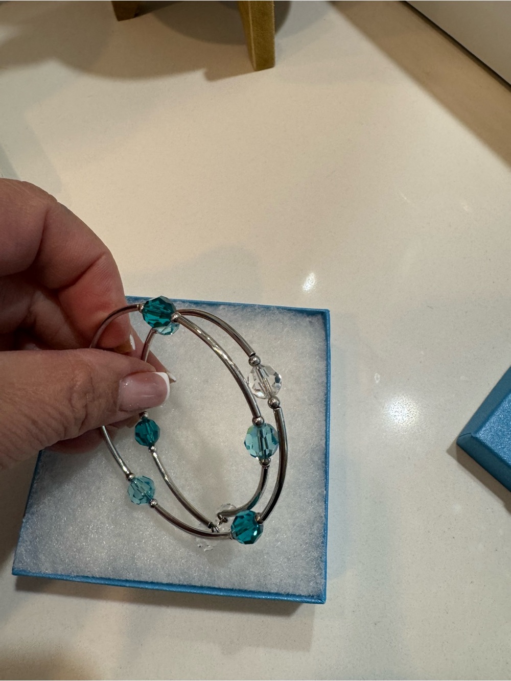Lot: Touchstone Crystal Teal and Clear Crystal Bracelet Set - Picture 4 of 5